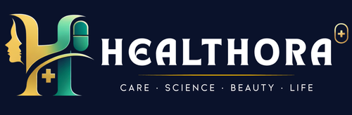 Healthora logo with a stylized 'H' and text on a dark background