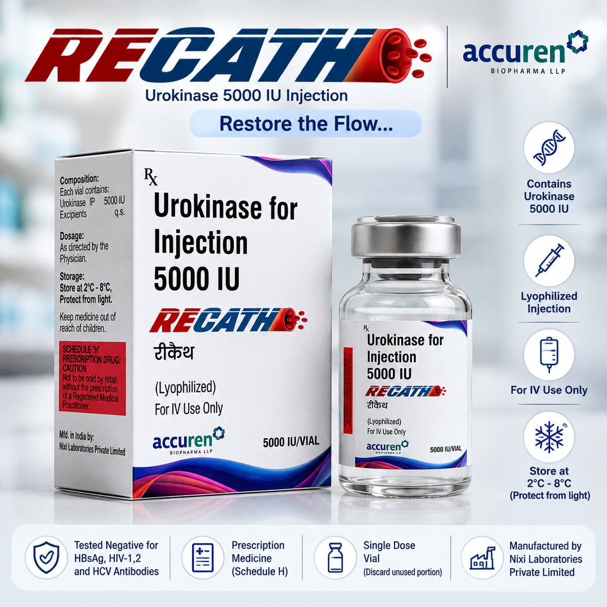 RECATH 5000 IU Injection – Urokinase