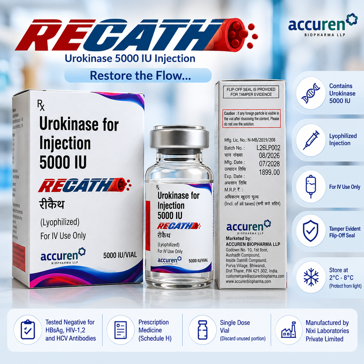 RECATH 5000 IU Injection – Urokinase